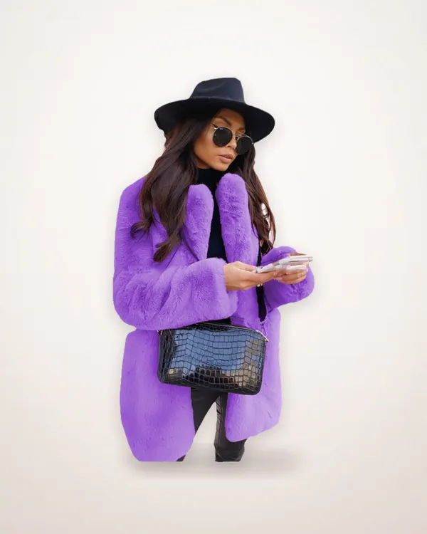 Longline Faux Fur Lapel Coat