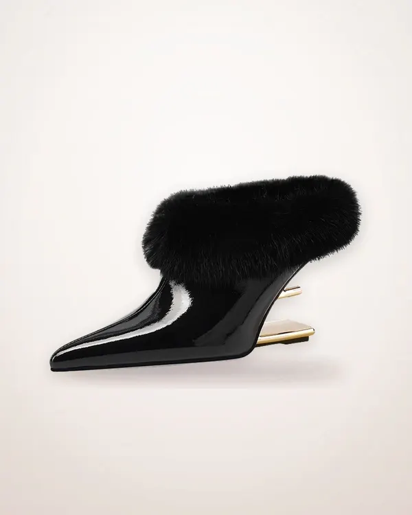 Minimalist Leather High Heels, Sheepskin Lined
