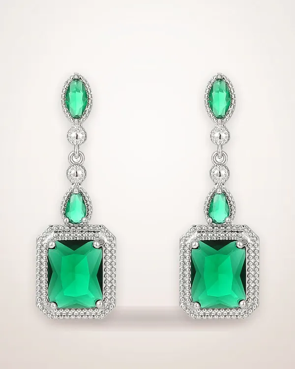 Copper-Jade Quadrilateral Earrings