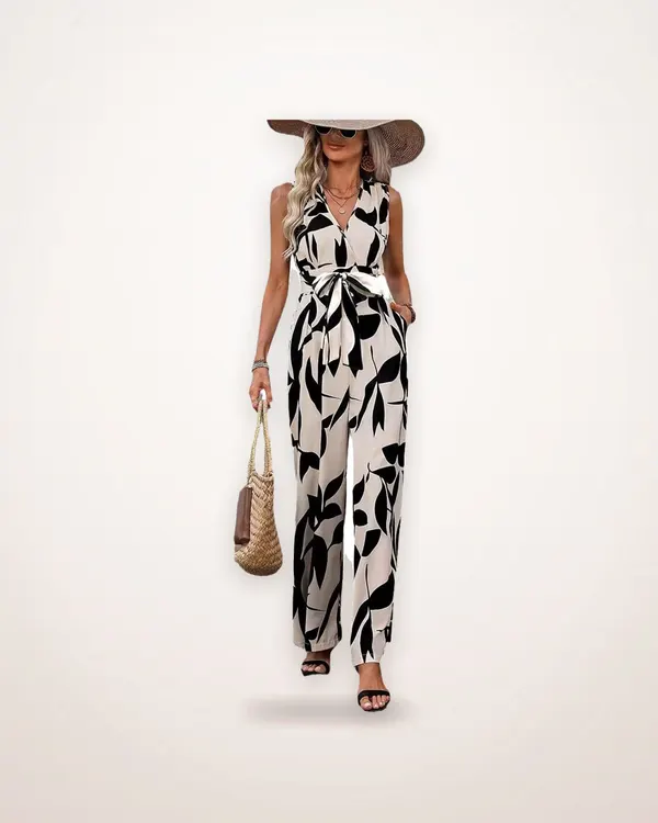 High-Waist Wide-Leg Printed Jumpsuit