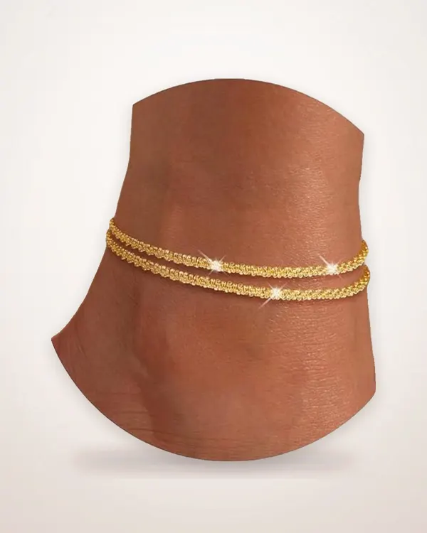Layered Gold and Silver Ankle Bracelets