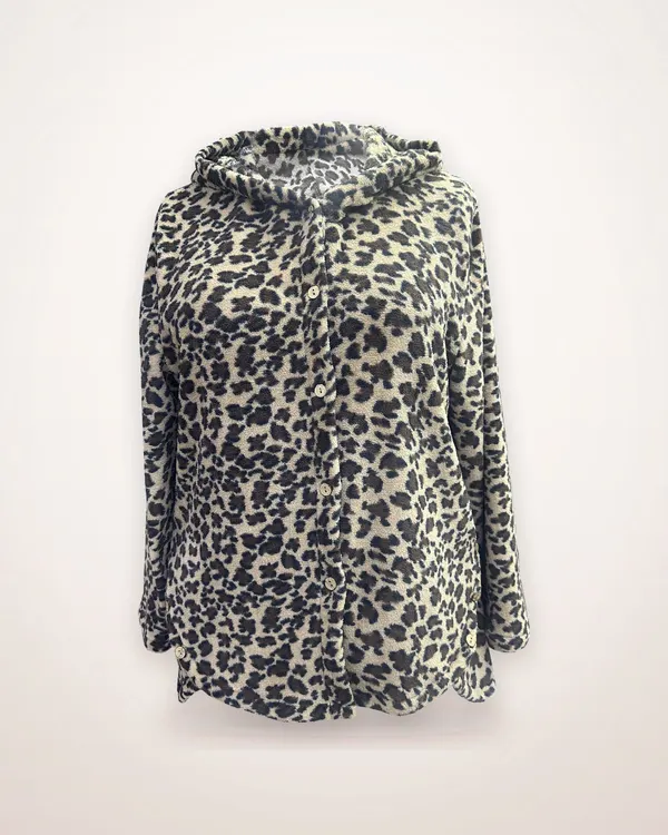 Leopard Print Single-Breasted Cardigan