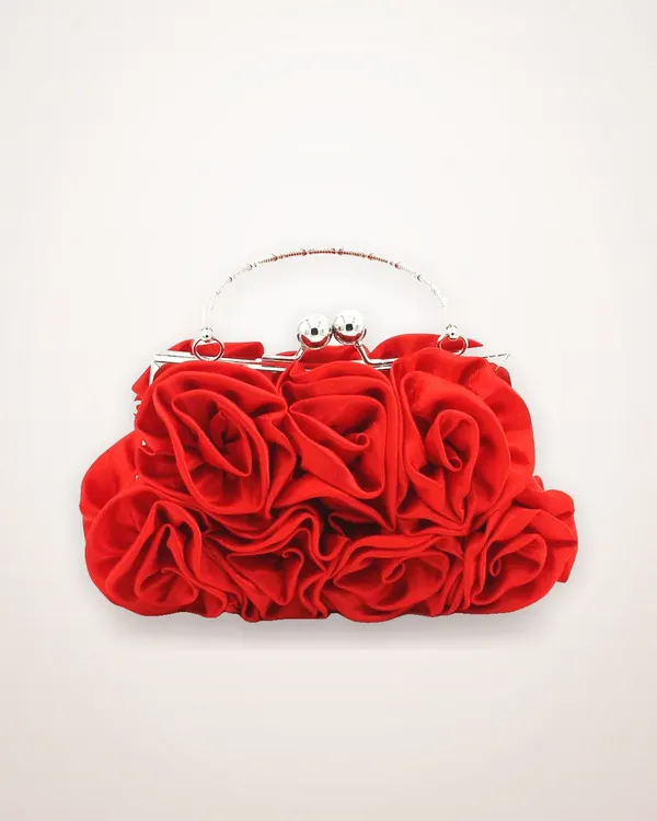 Silk Rose Handheld Evening Bag