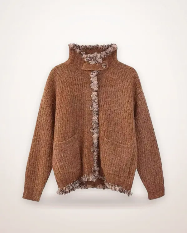 Pumpkin Loose Knit Lapel Coat
