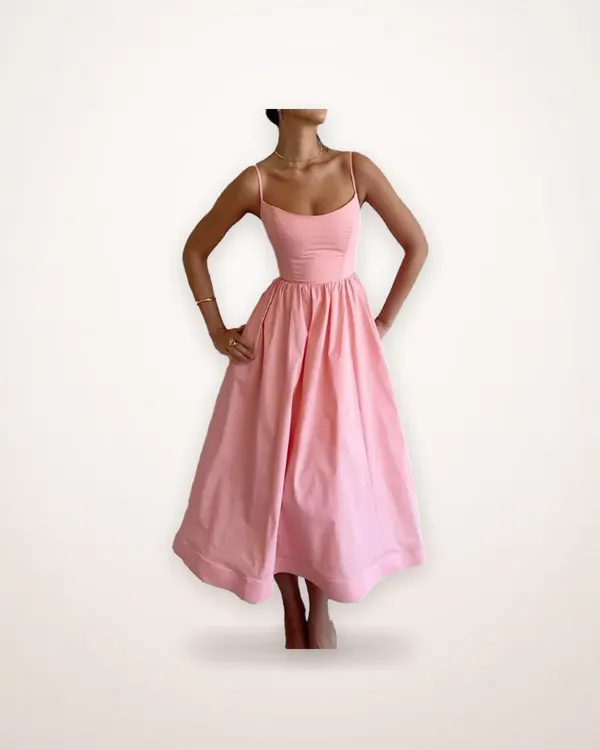 Solid Colour Suspender Dress