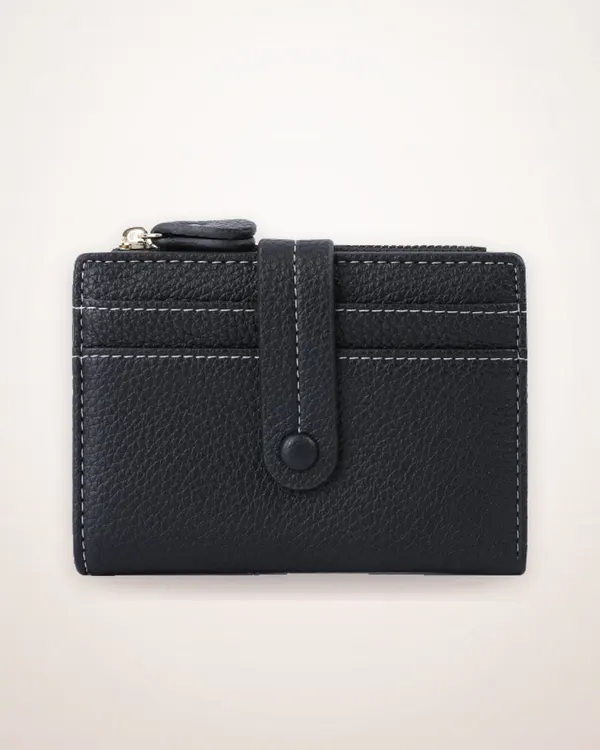 Slim PU Leather Card Wallet with Coin Pocket