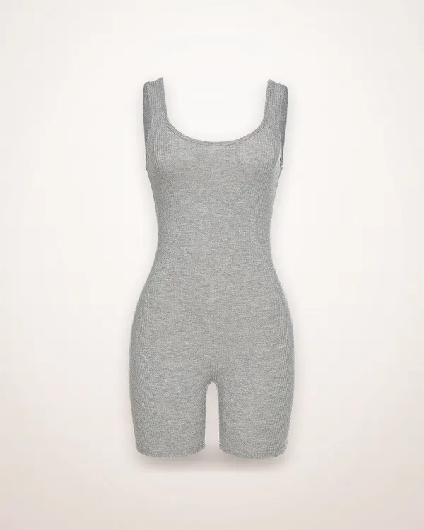 Slim Short Jumpsuit in Breathable Fabric
