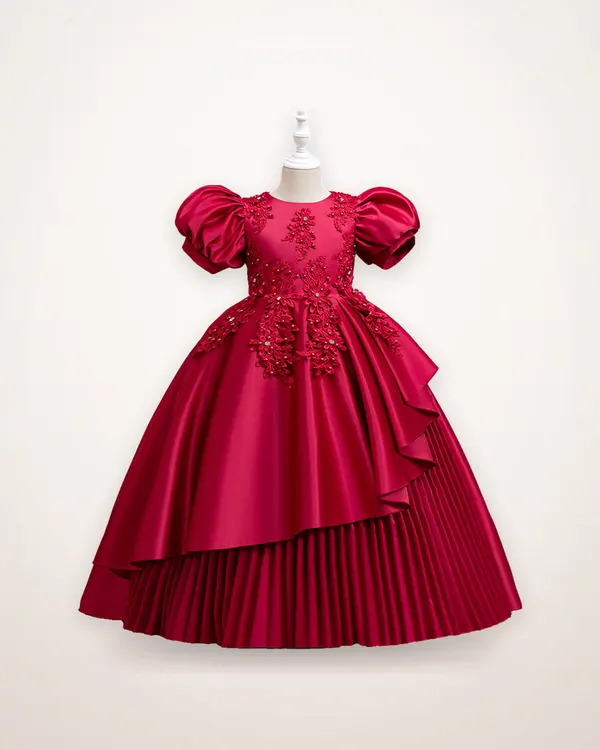 Girls' Lace Bow Ball Gown