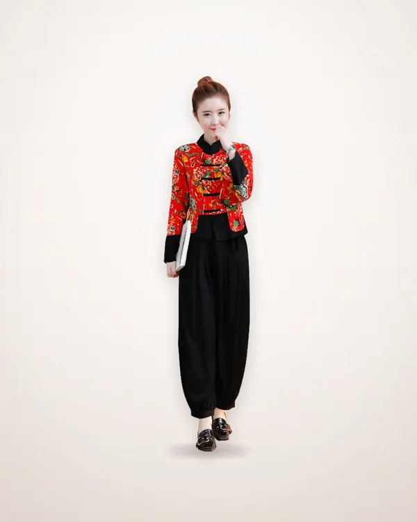 Printed Cotton Linen Cheongsam Jacket