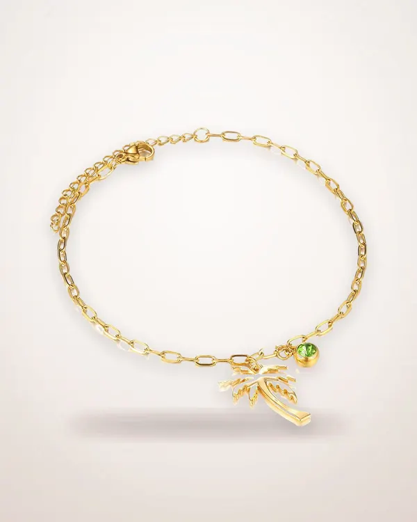 Palm Leaf Paperclip Chain Anklet
