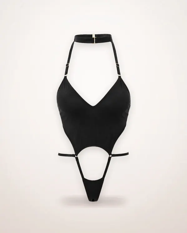 Open-Gusset Halter Bodysuit