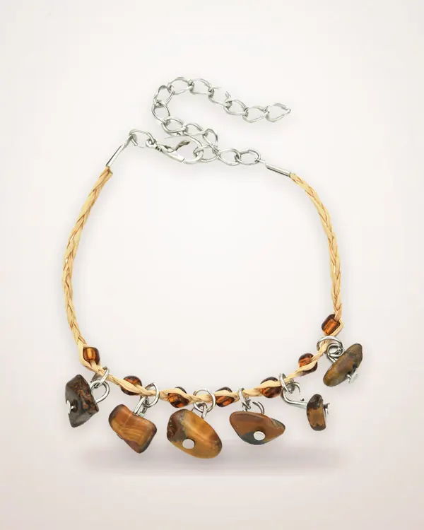 Hand-Woven Raffia Pebble Bracelet