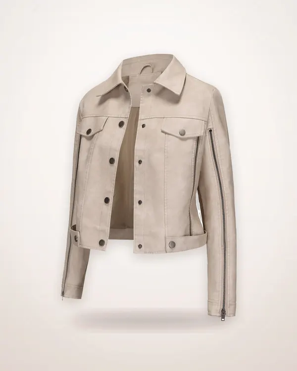 Multi-Zip Leather Moto Jacket