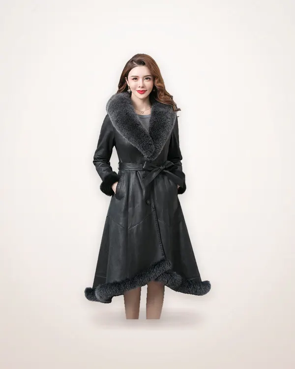 Thickened Fur Coat with V-Neck Collar