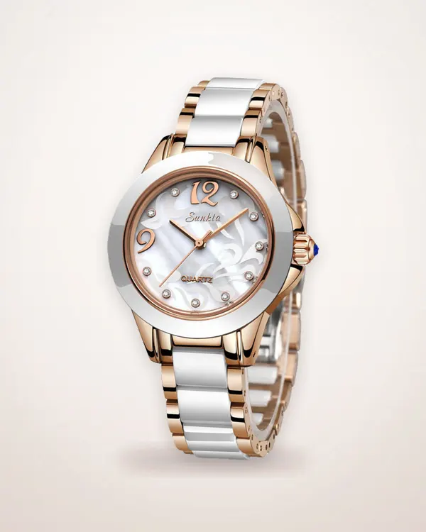 Polished Ceramic Bracelet Quartz Watch