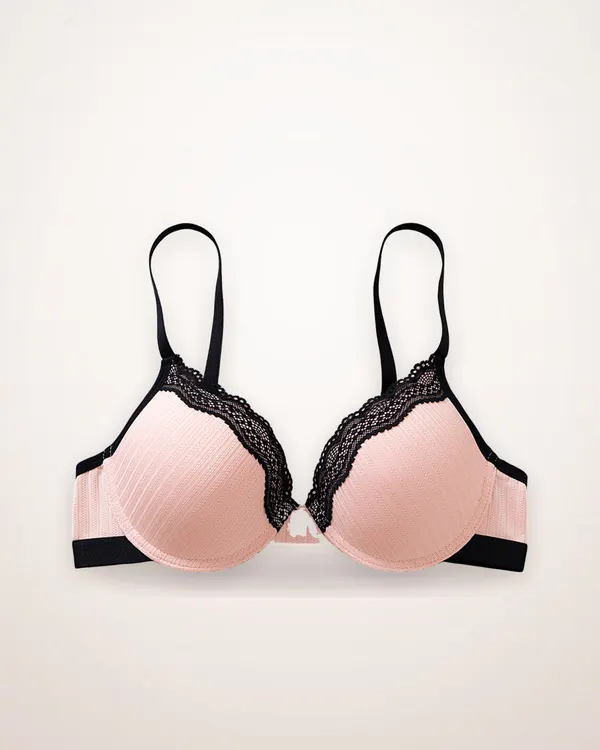 Lace-Panel Gathered Support Bra