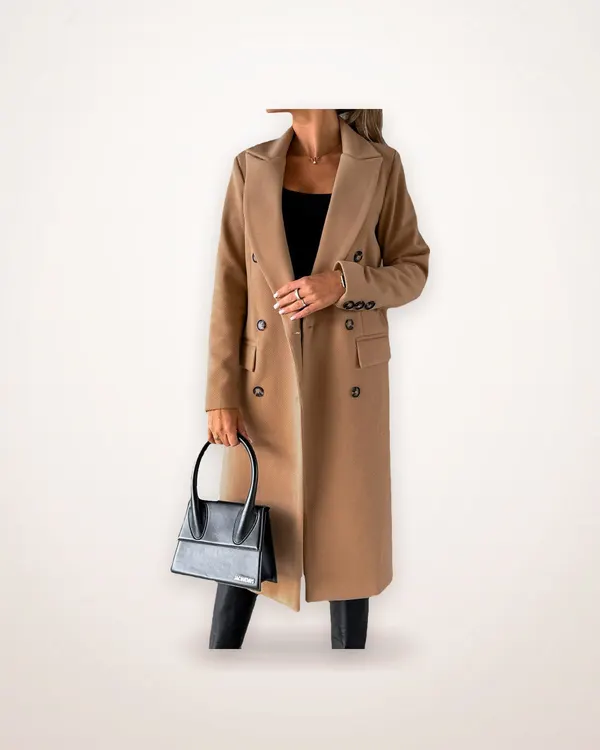Double-Breasted Lapel Longline Coat
