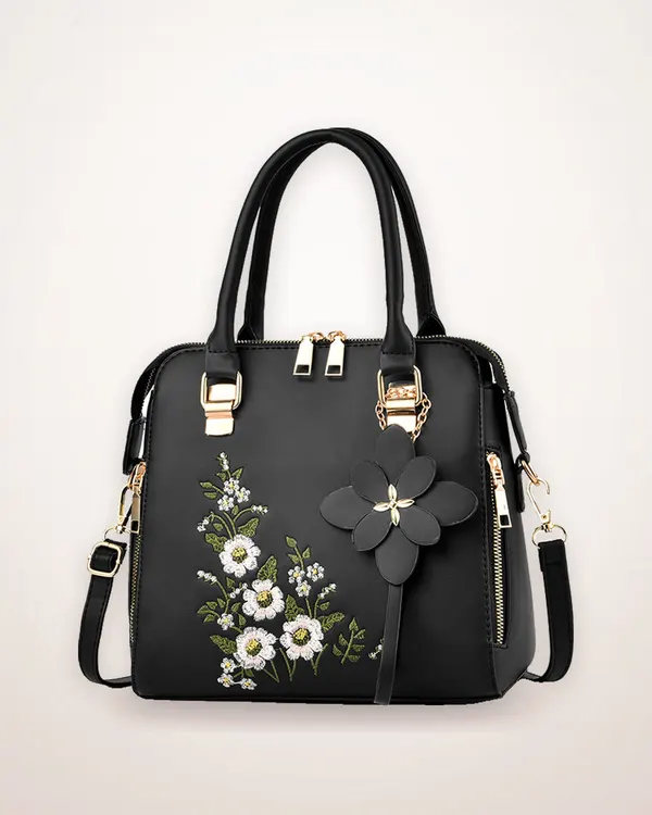 Embroidered Floral Shoulder Bag