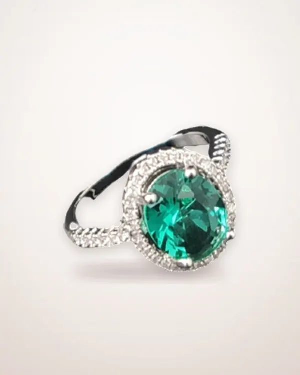 Round Zircon Ring in Electroplated Alloy