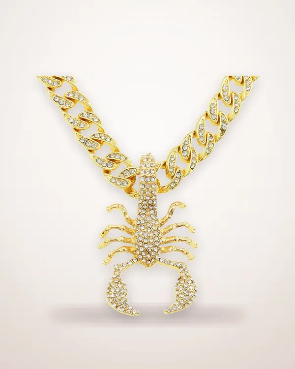 Rhinestone Scorpion Pendant Necklace