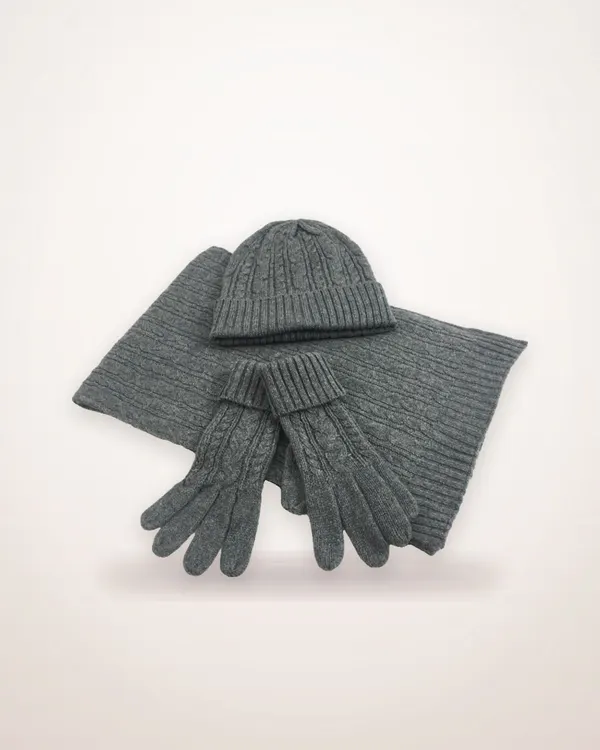 Cotton Twill Hat, Scarf and Glove Set