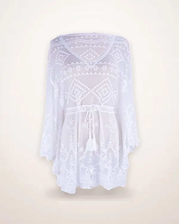 Lace Swimsuit with Blouse and Cutout Bikini