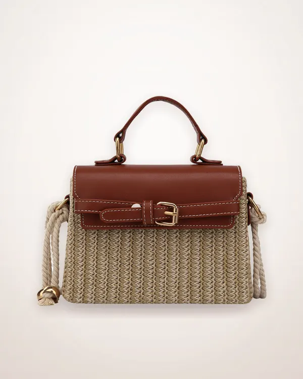 Woven Rattan Square Handbag