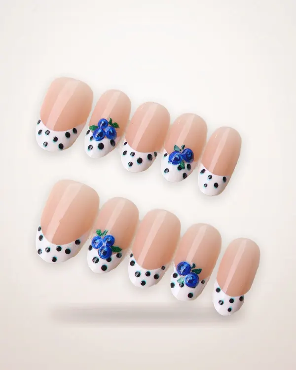 Blueberry Polka Dot Press-On Nails