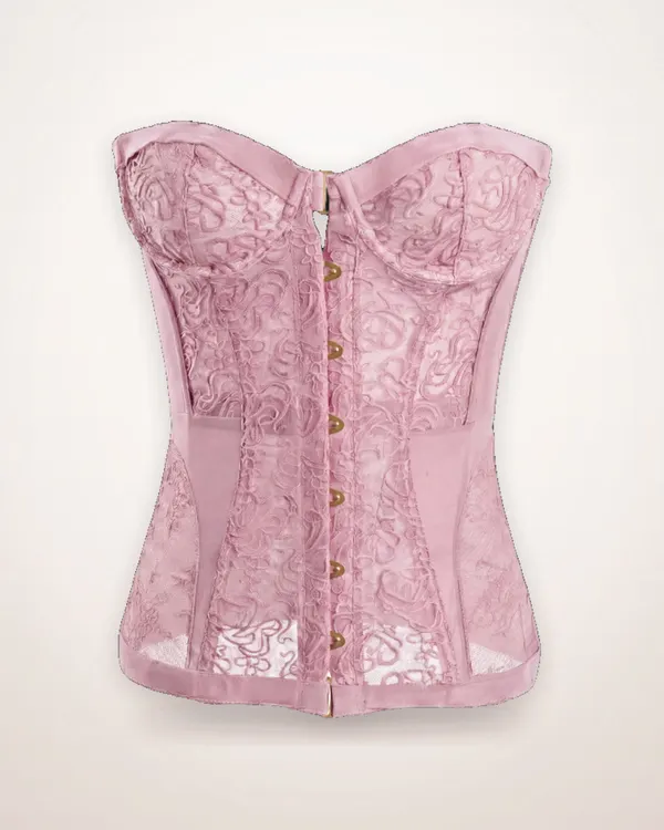 Pink Lace Off-Shoulder Corset Top