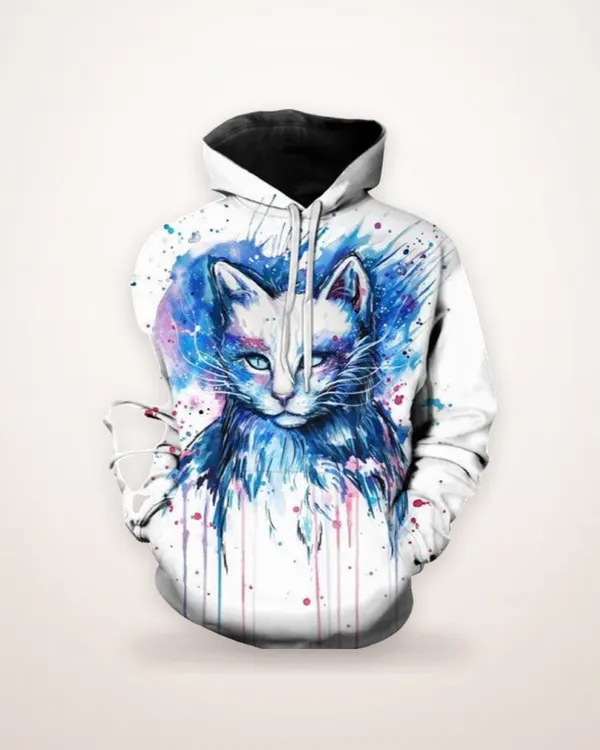 Tiger and Lion Print Pullover Hoodie