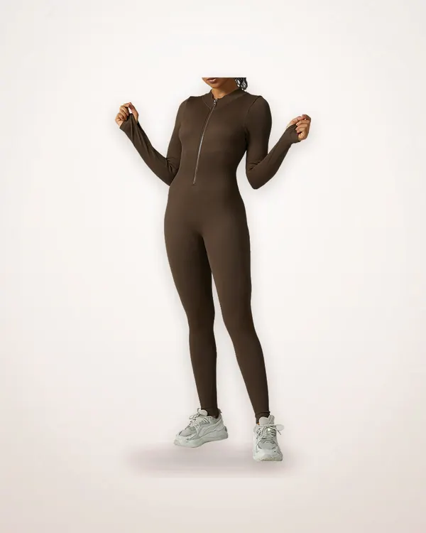 Long-Sleeve Zip Yoga Jumpsuit