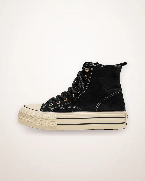 High-Top Canvas Platform Sneakers