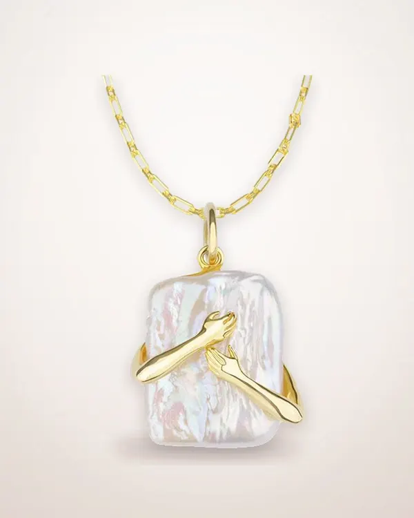 Square Baroque Pearl Pendant Necklace