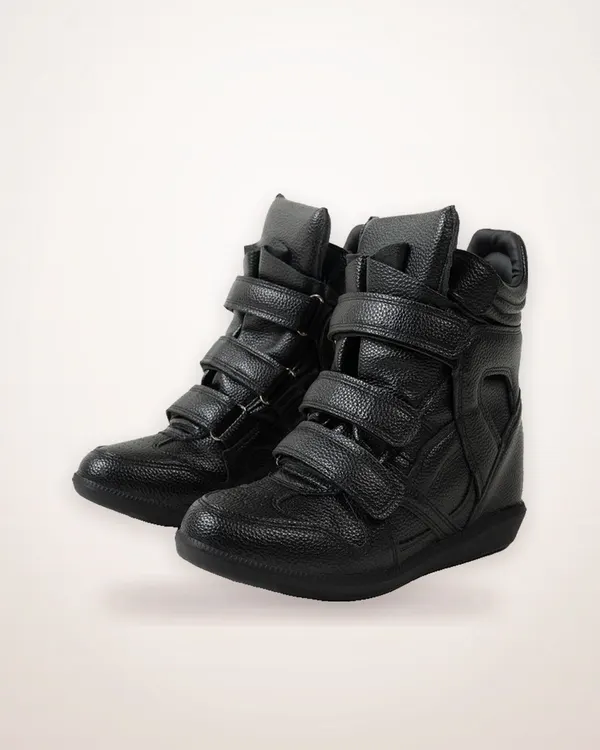 Leather High-Top Hidden Wedge Sneaker