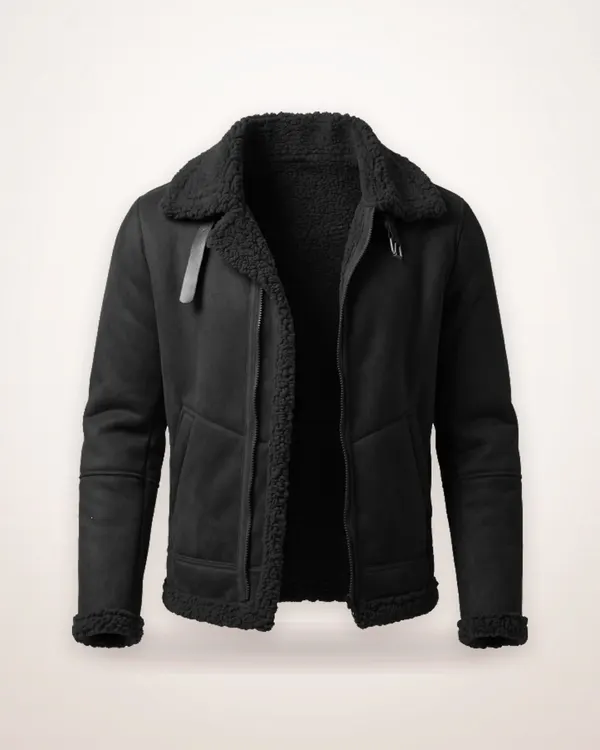 Suede Coat with Faux Wool Jacket