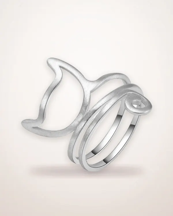 Adjustable Brushed Cat Silver Ring