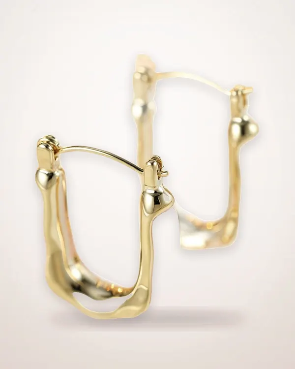 Geometric Gold Tone Hoop Earrings