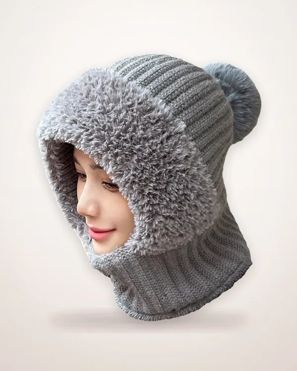 Dome Knit Hat and Scarf in One