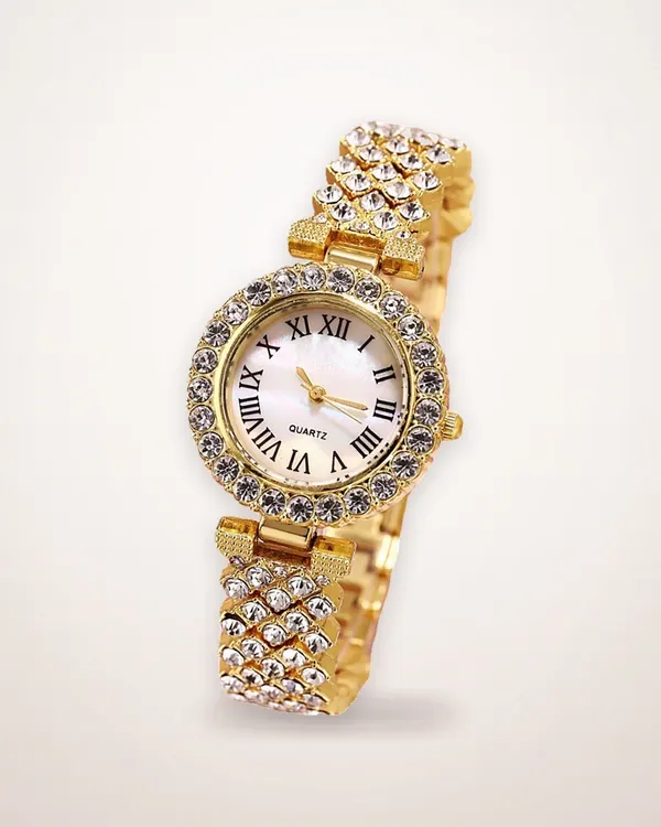 Rhinestone Quartz Watch and Jewelry Set