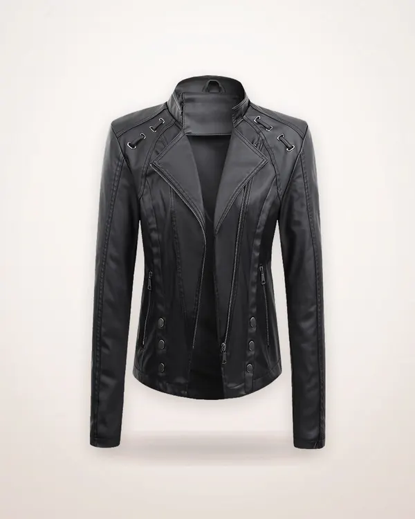 Short Zip-Front PU Leather Jacket