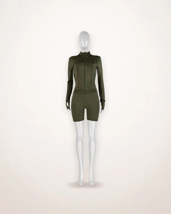 Fitted Long-Sleeve and Shorts Active Set