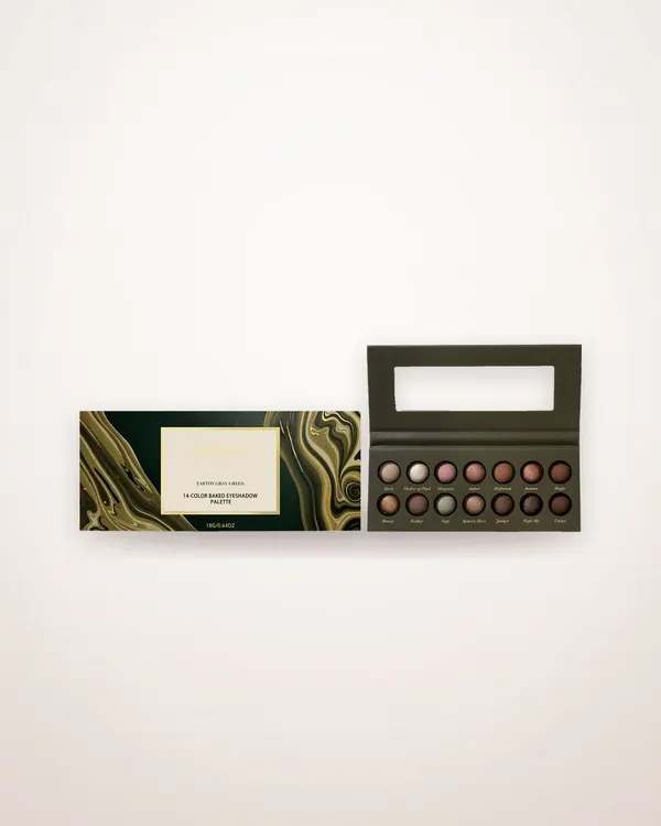 14-Color Earthy Olive Eyeshadow Palette