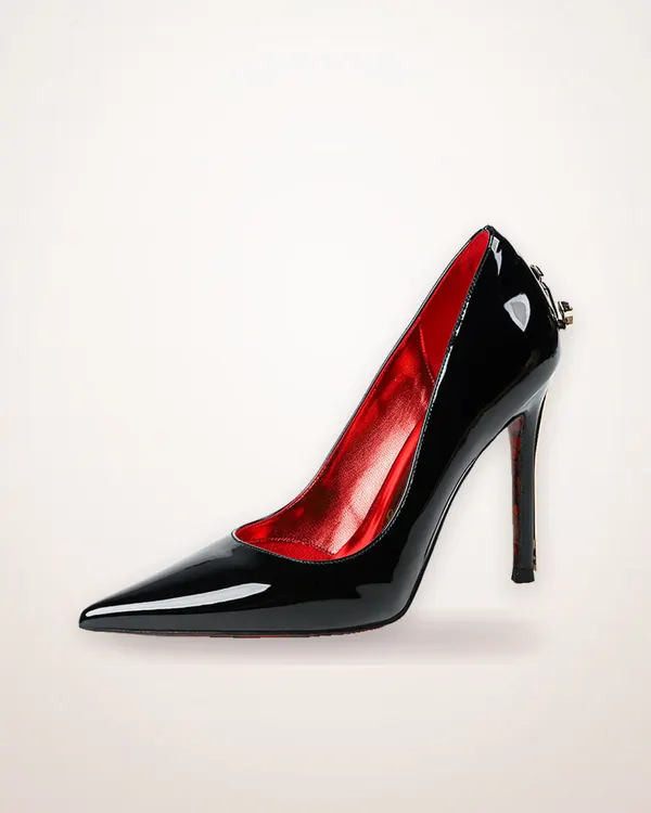 Peep-Toe Patent Stiletto Heels with Red Sole