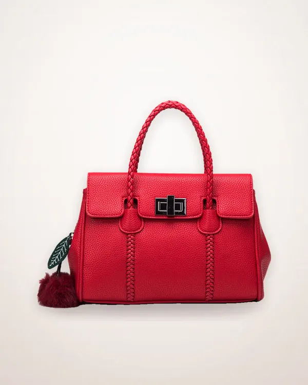 Pebbled Leather Zip-Top Handbag