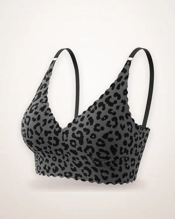 Leopard Wave Print V-Neck Bralette