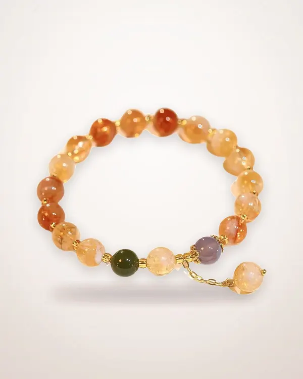 Multi Gemstone Two-Tone Beaded Bracelet