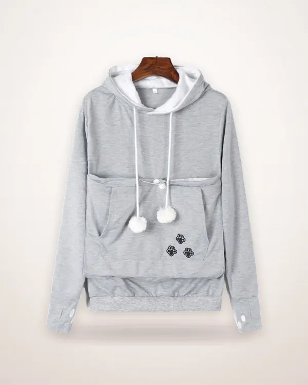 Cat Motif Cotton-Blend Hoodie