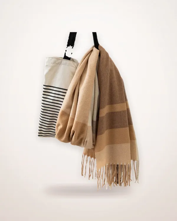 Plaid Faux Cashmere Tassel Scarf