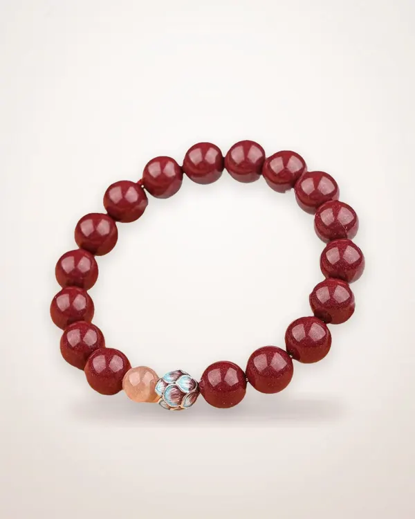 Purple Gold Sand Lotus Beaded Bracelet