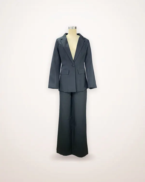 Lapel Blazer and Straight-Leg Trouser Set